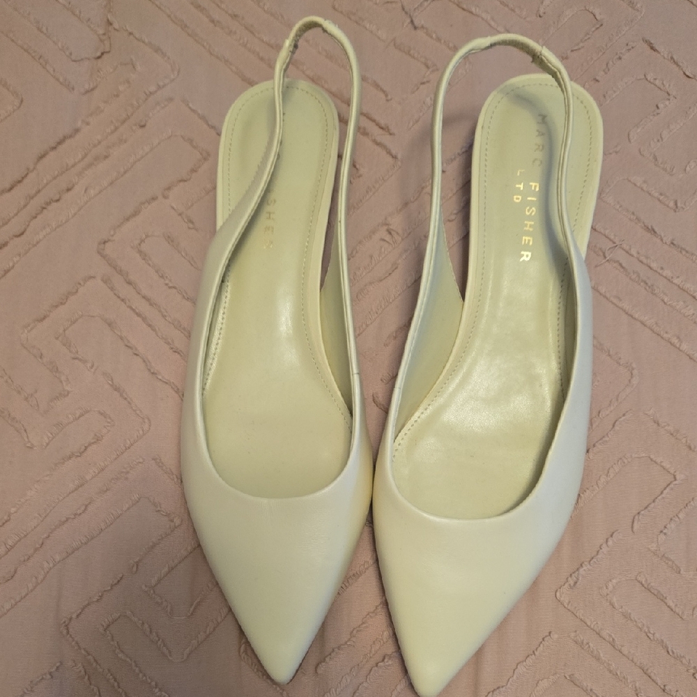 Marc Fisher Off-White Leather Slingback Heels